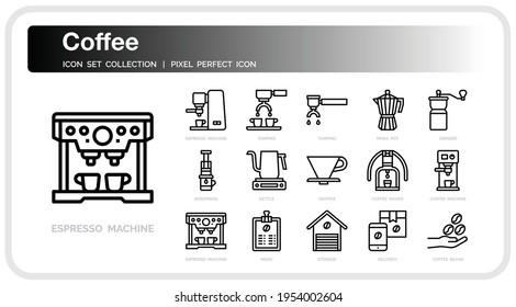 Coffee Icons Set. UI Pixel Perfect Well-crafted Vector Thin Line Icons. The illustrations are a vector.