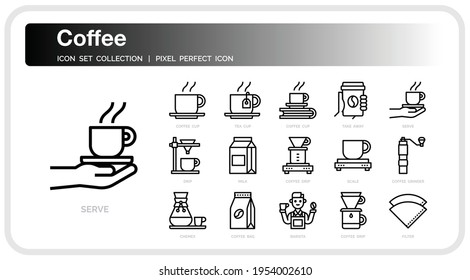 Coffee Icons Set. UI Pixel Perfect Well-crafted Vector Thin Line Icons. The illustrations are a vector.