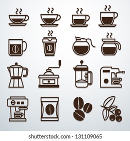 coffee icons set vector