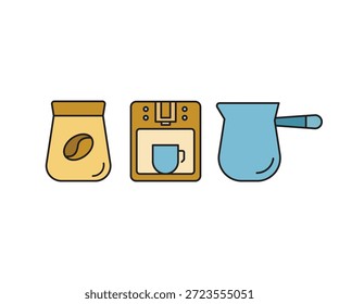 Conjunto de iconos de café Ilustración vectorial