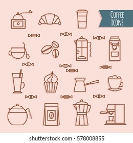 Coffee icons set. Vector illustration