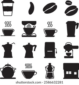 Coffee icons set vector wiyh white background
