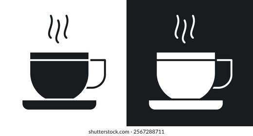 Coffee icons in solid black and white colors