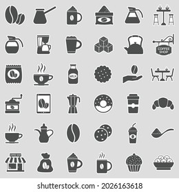 Coffee Icons. Sticker Design. Vector Illustration.
