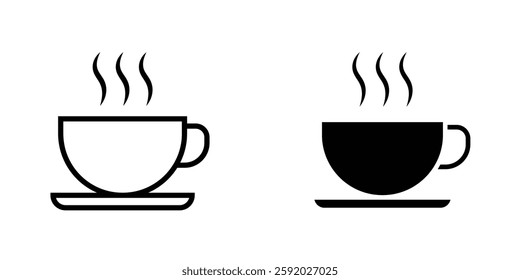 Coffee icons. stroke line and black solid icons