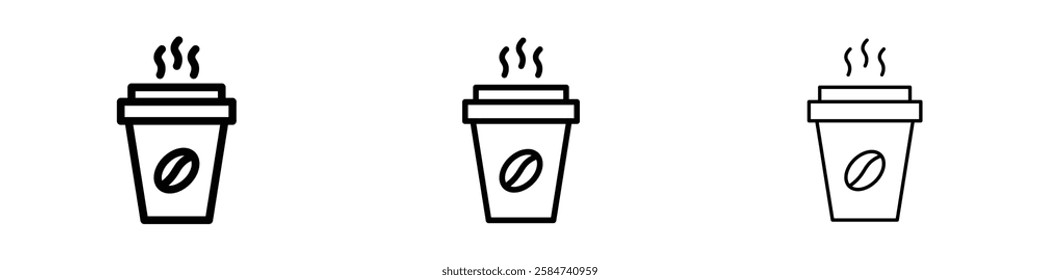 Coffee icons in three different stroke lines