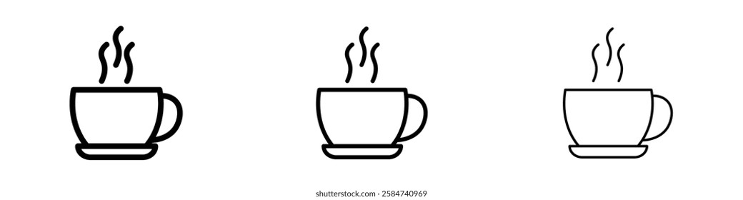 Coffee icons in three different stroke lines