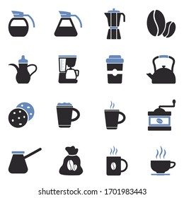 Coffee Icons. Two Tone Flat Design. Vector Illustration.