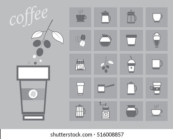 Coffee icons vector illustration on white background