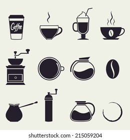 Coffee icons.  Vector set,