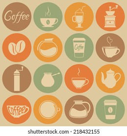 Coffee icons. Vector set, flat design, EPS 8.
