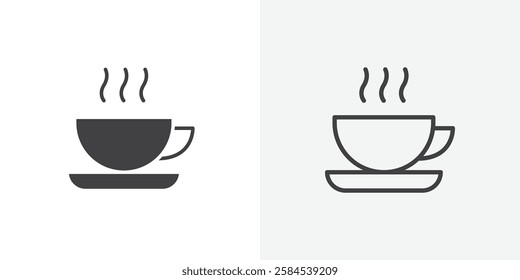 Coffee icons vectors illustrations in black fill and liner versions