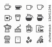 Coffee icons with White Background