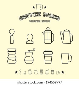 Coffee Icons with White Background
