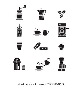 Coffee icons with white background