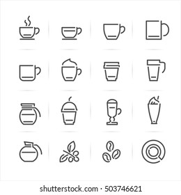 Iconos de café con fondo blanco
