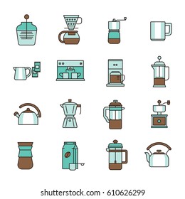 Coffee icons with White Background
