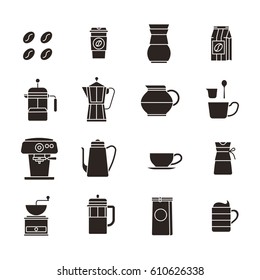 Coffee icons with White Background
