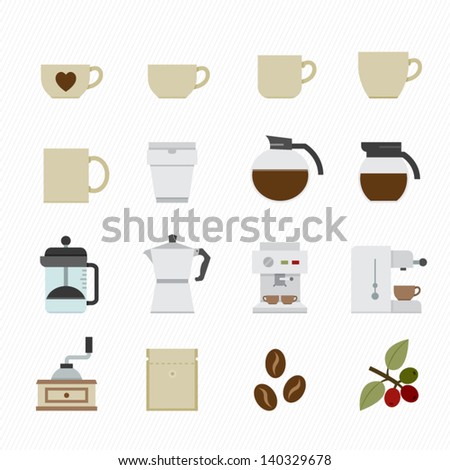 Coffee icons with White Background