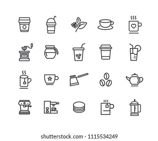 Coffee icons with White Background.
Simple line vector icons.