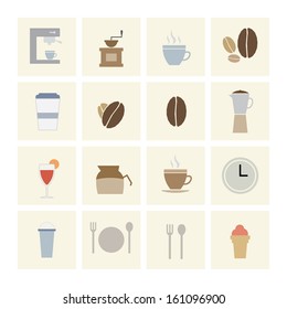 Coffee icons with Yellow Background