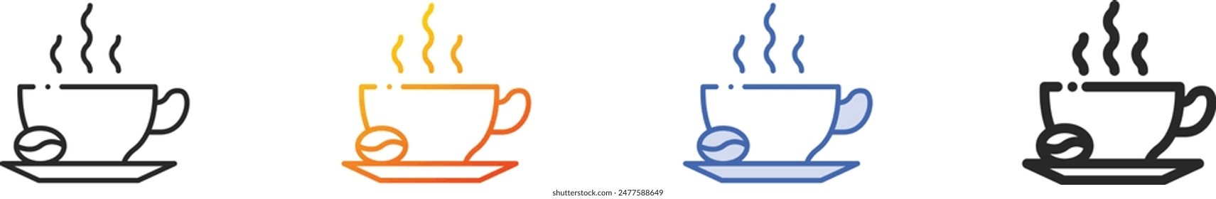 coffee icon.Thin Linear, Gradient, Blue Stroke and bold Style Design Isolated On White Background