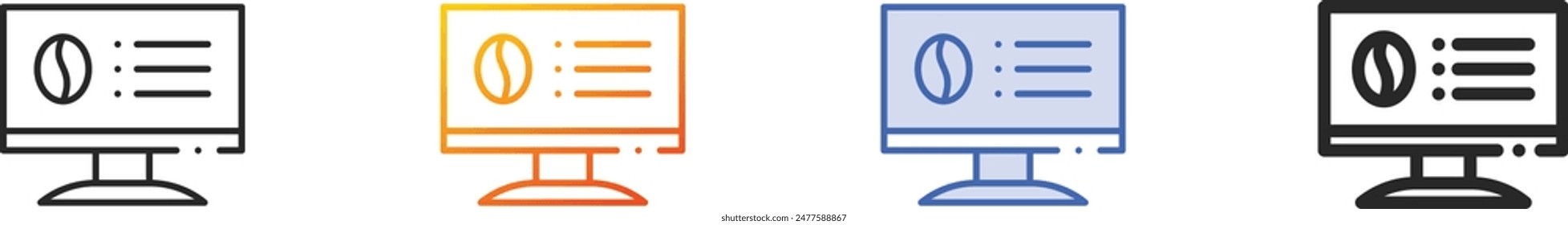 coffee icon.Thin Linear, Gradient, Blue Stroke and bold Style Design Isolated On White Background