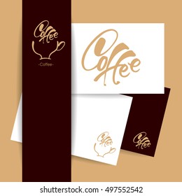 Coffee identity style. Coffee logo presentation with identity card. Vector illustration.