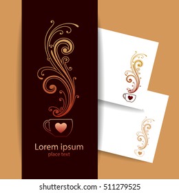 Coffee identity style. Coffee logo presentation with identity card. Vector illustration.