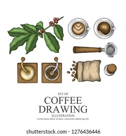 coffee illustration color set.