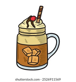 Ilustração de café colorido - Frapé de café gelado