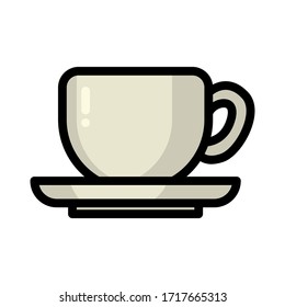 Coffee illustration. Cup of coffee flat icon or sticker. Vector.