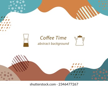 Coffee illustration and Fluid Shape (Blob) abstract back ground design. The copy space in the central part is transparent.