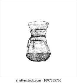 Coffee illustration. Hand drawn vector .Alternative brewing method.
