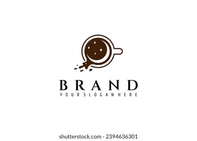 Icono de ilustración de café diseño con luna creciente y estrellas