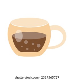 Coffee Illustration Isolated On White Backgroud. A Cup Of Coffee, Iced Coffee, Hot Coffee, Flat Carton Illustration. energetic beverage brewing cafe or bar and restaurant.