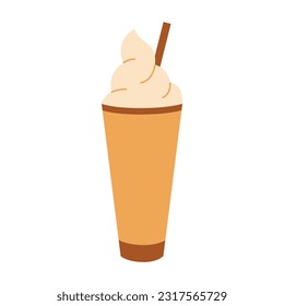 Coffee Illustration Isolated On White Backgroud. A Cup Of Coffee, Iced Coffee, Hot Coffee, Flat Carton Illustration. energetic beverage brewing cafe or bar and restaurant.