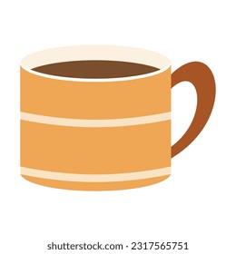 Coffee Illustration Isolated On White Backgroud. A Cup Of Coffee, Iced Coffee, Hot Coffee, Flat Carton Illustration. energetic beverage brewing cafe or bar and restaurant.