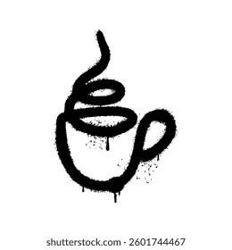 Coffee illustration line sprayed using graffiti art