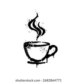 Coffee illustration line sprayed using graffiti art