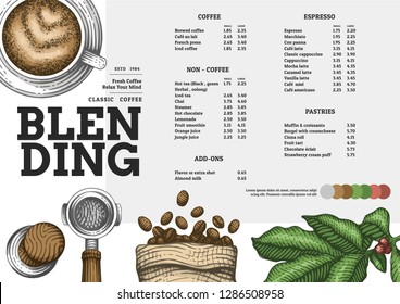 Coffee Illustration For Coffee Menu Template Or Another Template.