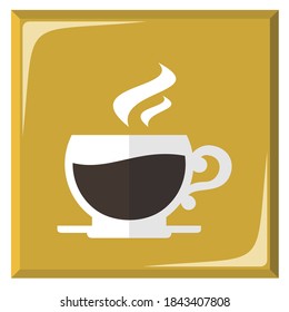  Coffee illustration on gold colored box background, golden coffee icon