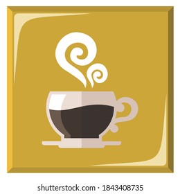   coffee illustration on gold colored box background, golden coffee icon
