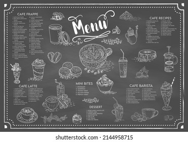 Illustration de café pour l'affiche ou le modèle de menu. Dessin décoratif de tasse de café. Menu du café du restaurant, création de modèles. Guide alimentaire. Image vectorielle.
