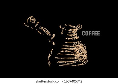 coffee illustration with scribble art or digital hand drawn for background or t-shirt design