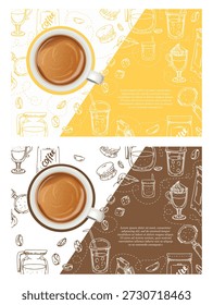 Ilustración de café con patrón de fondo sin fisuras en estilo de Vector limpio y moderno.
Perfecto para la marca de cafetería, empaque de cafetería, diseño de menú, tazas para llevar, papel de regalo y Materiales promocionales.
Adecuado para uso digital e impreso, incluido el diseño de empaques, carteles, volantes y fondos.
Gráfico de Vector totalmente editable, escalable y de alta calidad sin texto ni logotipo.