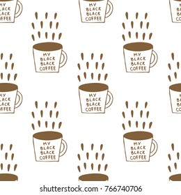 coffee illustration seamless doodle pattern