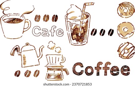 Coffee illustration set drawn with permanent marker
