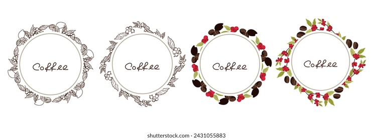 Coffee illustration set, graphic element for designer, logo, sticker, sign and symbol, frame, jar sticker