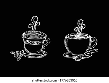 coffee illustration sketch art style set.